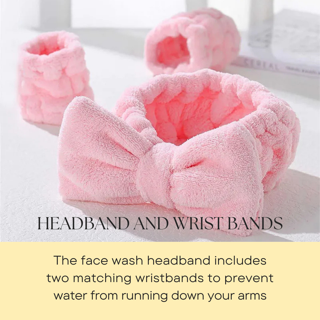 Waterproof Wristbands & Soft Headband Set – Your Daily Skincare Companion