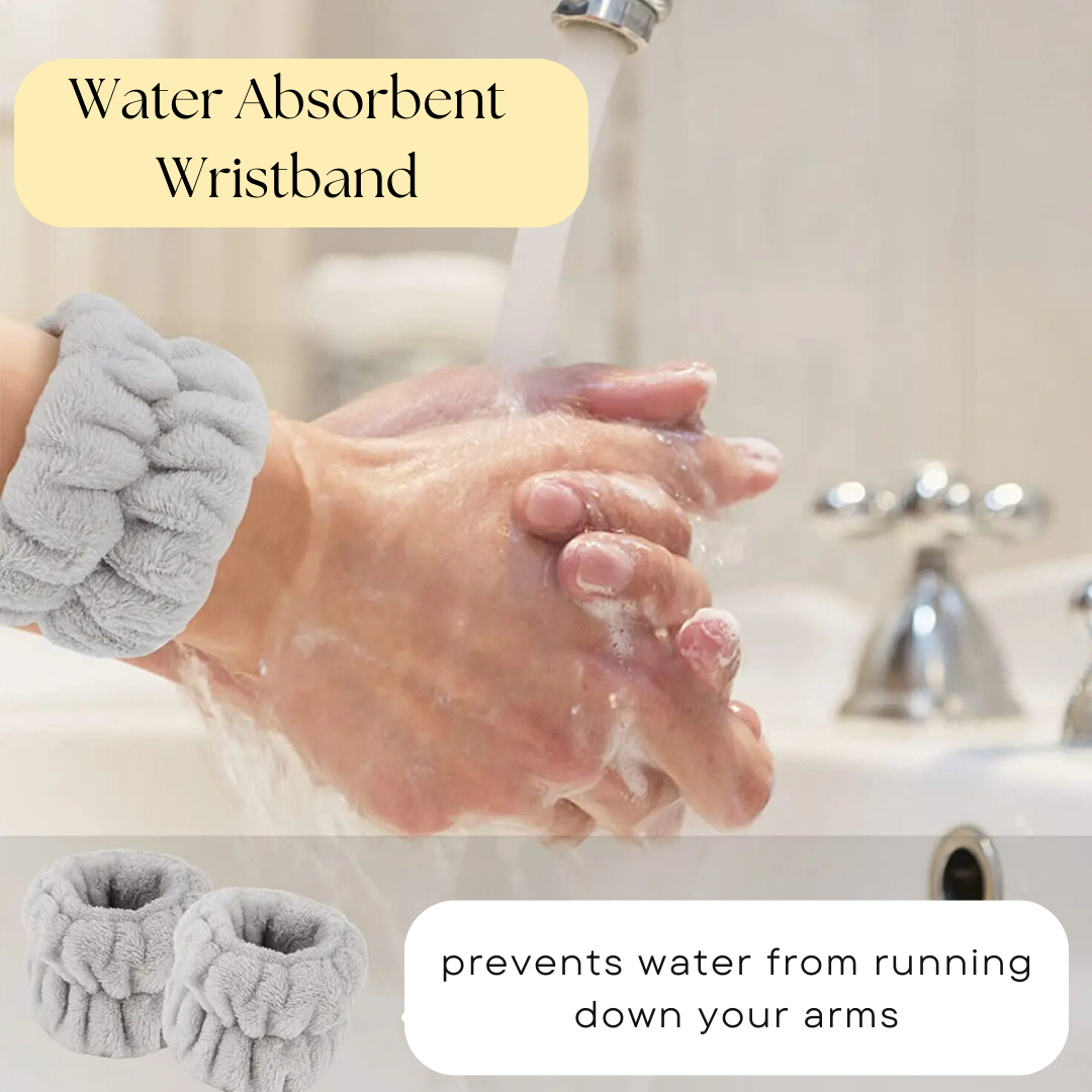 Waterproof Wristbands & Soft Headband Set – Your Daily Skincare Companion