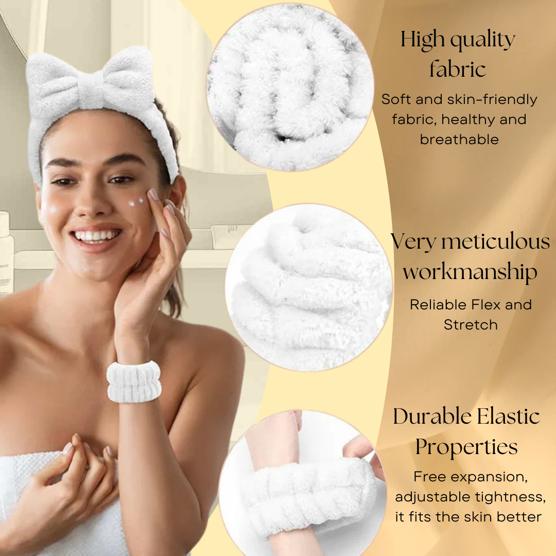 Waterproof Wristbands & Soft Headband Set – Your Daily Skincare Companion